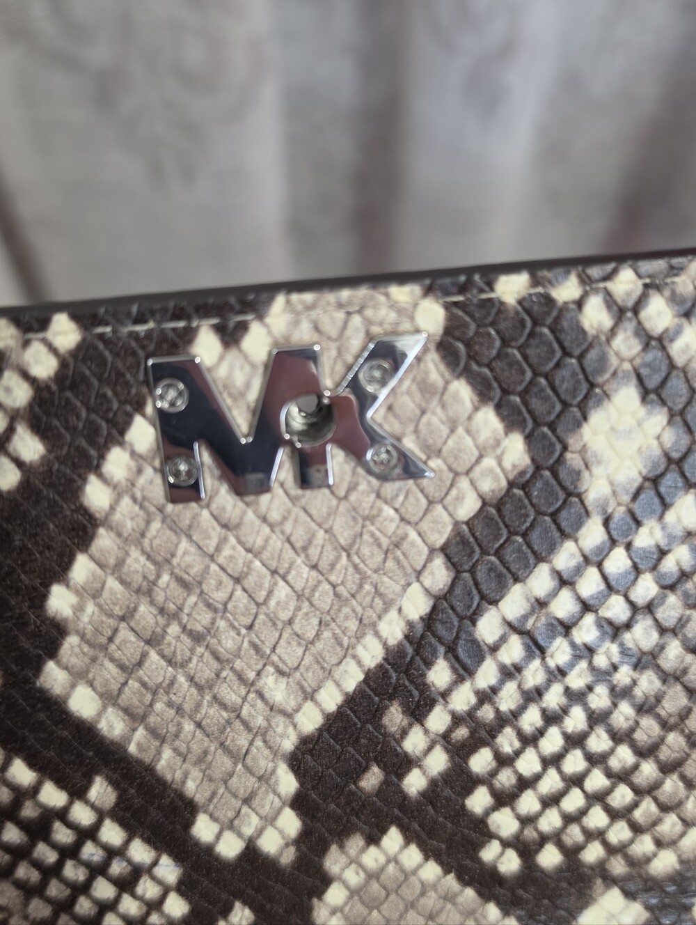 Michael Kors Snake-Print Wallet Clutch in Black and Cream - Picture 3 of 5